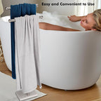 Standing Towel Rack Double-T Shape Tall Bath Towel Sheet Holder with Marble Design Base for Bathroom 2 Tier Towel Holder Stand Stainless Steel (Brushed Nickel)