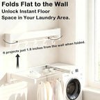 Wall Mounted Clothes Drying Rack 27 inches,Foldbale Laundry Drying Rack 6 Rods,Hidden Drying Rack Clothing,Retractable,Collapsible,Screws Needed Folding Laundry Rack (White, Medium)