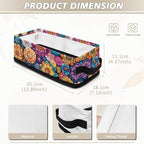 Narrow Storage Bins Bathroom Essentials Organizer Basket Rectangular Collapsible Storage Container for Organizing Toilet Paper Towels Bathroom Accessories, Bohemia Floral Print