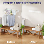Foldable Wall Mounted Laundry Drying Rack, 31.5 Inch Wide Space-Saving Clothes Drying Rack with 5 Aluminum Rods, 13.2 Linear Feet Drying Space, 60 lb Capacity,（ White）