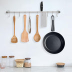 Kitchen Hanging Racks 304 Stainless Steel 20 Inch Rail Utensil Storage Hanger with 10 Pcs Noiseless Sliding Hooks, Wall Mounted Rod Holder for Pots Pan Spatula Spoon Cookware Mug Cup (Silver)