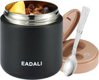 Eadali 15.2oz Kids Food Jar for Hot Food – Vacuum Insulated Lunch Container with 316 Stainless Steel Interior, Leakproof Wide Mouth & Foldable Spoon for School Meals