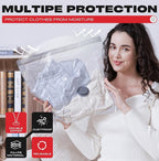 Travel Vacuum Storage Bags with Rechargeable USB Pump, 12 Pack Carry-On Size Compression Packing Bags for Luggage and Suitcase, Space Saver for Clothes and Clothing Travel