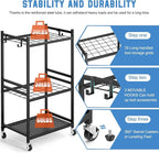 Garden Organizer With Wheels, Yard Tower Rack for Garage Storage, Up to 35 Long-Handled Tools, Sturdy Metal Steel Holder With 3 Hooks, Outdoor, Black