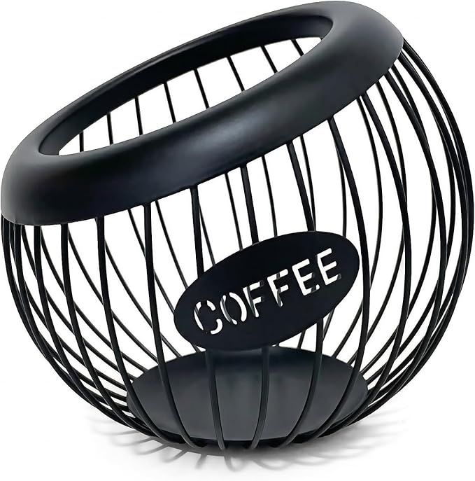 Coffee Pod Holder,K Cup Holders for Counter,Coffee Bar Accessories & Decor,Large Capacity Keurig K-cup Organizer, Nespresso Vertuo Station Organizer,Metal Pods Storage (Black)