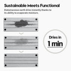 2 Pack Fast Drying Water Absorbing Diatomite Stone Mat Tray for Kitchen & Bathroom Counter - Instant Dry Sink Caddy Organizer - Vanity Holder for Soap, Sponge – Light Gray 10" x 4"