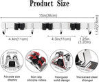 3 Racks and 4 Hooks Broom and Mop Holder Wall Mounted Garage Organizer Storage Tool Racks Stainless Steel Heavy Duty Hooks Self Adhesive Solid Non-slip Wall Hangers for Home Kitchen Garden Laundry