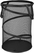 Pop Up Hamper for Laundry Mesh Collapsible Laundry Basket | Large Clothes Hamper - Black 16"L x 16"W x 24"H