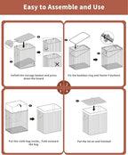 Bamboo Toilet Paper Storage with Lid & Handel, 8 Gallons (30L), Sturdy Toilet Paper Basket, Organizer for Bathroom, Kitchen, Holder with Storage, Brown