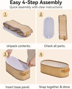 Toilet Paper Storage Basket Bathroom Counter Organizer Bamboo Baskets for Organizing, with Lid & Handels-Decorative Storage Set, 2-Pack