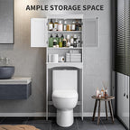 Bealife Over The Toilet Storage Cabinet with Open Shelf, Organizer with Adjustable Shelf and Double Doors,Over The Toilet Storage Shelf Free Standing- White