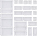 25 PCS Clear Plastic Drawer Organizer Set,Vanity Organizer Storage Bins Containers,4 Size Desk Drawer Organizer Tray