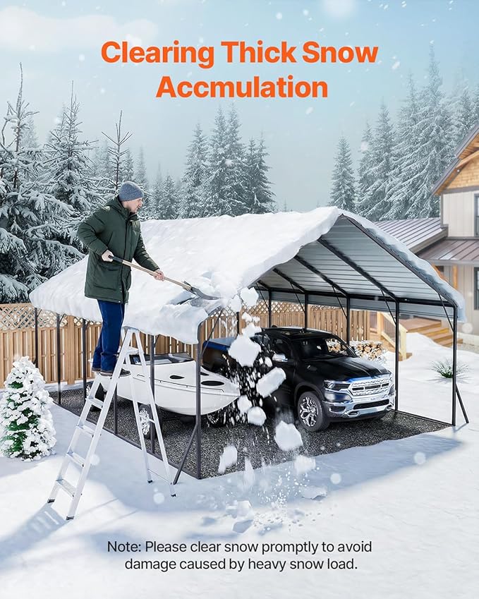 VEVOR 20x24 ft Heavy Duty Metal Carport, Outdoor Car Shelter with Removable PE Sidewalls, Steel Frame Garage for Car, Truck, Boat, Tractor, and Equipment Storage