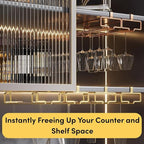 LINFIDITE 2 Pack Under Cabinet Wine Glass Rack Rose Gold Wine Glass Holder Stemware Rack Hanger Kitchen Hanging Storage Rack Organizer (For Partition Thickness under 0.98")