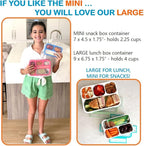 Small Snack Containers for Kids Toddlers - 3 Compartments (Set of 2) - Leak-proof Reusable Snack Boxes with Lids - BPA-Free Mini Bento Lunch Box - Ideal for School,Holds 2 Cups (Teal Blue + Orange)