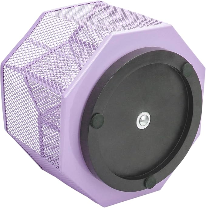 Annova Mesh Desk Organizer Rotate with 5 Compartments Spinning Tidy Candy/Pen Holder Office, Art Supply, Storage, Classroom, Home (Light Purple)