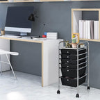 GOFLAME 6-Drawer Rolling Storage Cart, Multifunctional Art Craft Organizer, Mobile Utility Storage with Removable Drawers & Lockable Wheels, Craft Cart for Home Office, School, Black