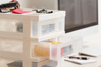 IRIS USA Plastic Drawer Storage Organizer Rolling Cart, with Wheels Casters, 7-Drawers, for Art Craft Supplies Bathroom Dorm Bedroom Laundry Room, White/Clear