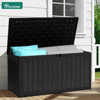 YITAHOME 90 Gallon Large Deck Box, Double-Wall Resin Outdoor Storage Boxes, Deck Storage for Patio Furniture, Cushions, Pool Float, Garden Tools, Lockable & Waterproof (Black)