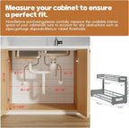 2-Pack 20.47"Deep Under Sink Organizer And Storage,2-Tier L-Shaped Pull Out Cabinet Organizer with Upgraded Slide Rails,Height Adjustable Drawers for Kitchen&Bathroom,Extra-Large Storage Shelves–Gray