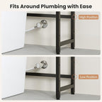 Over The Toilet Storage Rack, Bathroom Organizer with 3 Shelves & Basket, Space Saver Over Toilet Shelf with Adjustable Hooks,Black