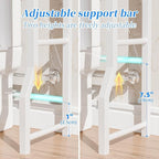 Simple Trending 4 Tier Over The Toilet Storage with Drawers, Heavy Duty Bathroom Stand Organizer Metal Shelves for Laundry, White