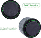 lizimandu Round Leather Art Supply Organizer,Remote Control Holder,360 Degree Spinning,Multi-Functional Pencil Holder,4 Compartments Desktop Stationary Organizer(1-Carved Cooper Green)