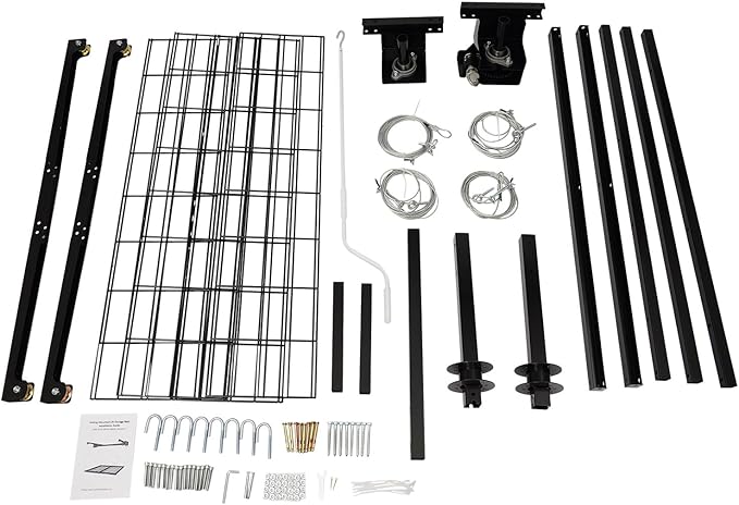 Overhead Garage Storage Rack, 250Lbs Load Capacity Lifting Storage Rack, Height Adjustable Ceiling Mounted Lift System, Heavy Duty Metal Overhead Shelf for Warehouse, Garage