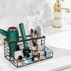 Hair Tool Organizer, Movable Hair Dryer Holder, Hair Styling Tools Storage for Vanity, Bath Counter Organizer, Bathroom Trays for Hair Toiletry, Makeup (12" x 7.7" x 5.8", Marble-Black)