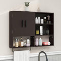 Medicine Cabinet, Wooden Bathroom Wall Cabinet with 2 Doors, Adjustable Shelves & Towel Bar, Over Toilet Storage Cabinet Wall Mounted for Kitchen & Laundry, Espresso