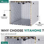 YITAHOME 90 Gallon Large Deck Box, Double-Wall Resin Outdoor Storage Boxes, Deck Storage for Patio Furniture, Cushions, Pool Float, Garden Tools, Lockable & Waterproof (White)