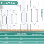 Hotop 12 Pieces Plate Hangers for Wall Stainless Steel Wire Invisible Heavy Duty Plate Hangers Display Holders with 12 Pieces Hooks for Wall Decorative(6/8/10 Inch,Silver)