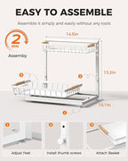 3 Pack Under Sink Organizer, Multi-Purpose 2 Tier Pull-Out Metal Under Kitchen Sink Organizer, Height Adjustable Storage Shelves for Kitchen Bathroom Cabinet (White)
