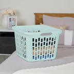 Sterilite Laundry Basket, Plastic Clothes Hamper, Large Square Bin with Comfort Grip Handles and Reinforced Rim, 1.5 Bushel Capacity, Mint, 18 Pack