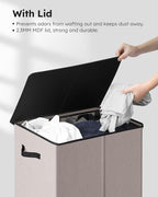 SOLEDI Laundry Hamper with Lid 130L Large & Tall Collapsible Laundry Basket, Clothes Hamper with Bag Removable Easy to Carry, Dirty Hampers for Bedroom, Bathroom, Dorm, College, Light taupe