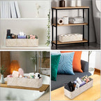 Hipiwe Handwoven Seagrass Storage Basket 3 Sections Toilet Tank Paper Basket Wicker Shelf Basket for Pantry Kitchen Living Room Home Decor, Whitewash