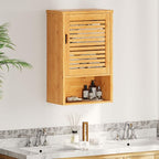 VIAGDO Bathroom Wall Cabinet, Wooden Medicine Cabinet with Single Door and Adjustable Inner Shelf, Bamboo Storage Cabinet Wall Mounted, Over The Toilet Hanging Cupboard, 15.7’’Lx7.8’’Wx23.6’’H