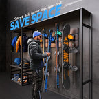 Ski & Snowboard Wall Rack for Garage - Fits Any Ski/board, Damage-Free Storage, Blue, 4 Pack