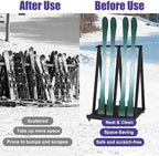Indoor Ski Storage Rack Vertical, 1 2 3 4 5 6 Pair Ski Display Stand for Carrier/Organizer/Storage, Floor Standing Longboard Holders with Wheels(Hold 1 pair ski)