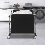 Commercial Laundry Cart with Wheels,Folding Laundry Hamper Cart,Heavy Duty Rolling Laundry Basket with Large Capacity,Laundry Sorter Trolley for Home Hotel Apartment (Black, 35.43 * 23.62 * 34.65in)