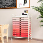 GOFLAME 20-Drawer Rolling Storage Cart, Multifunctional Art Craft Organizer, Mobile Utility Storage with Removable Drawers & Lockable Wheels, Craft Cart for Home Office School, Pink Gradient