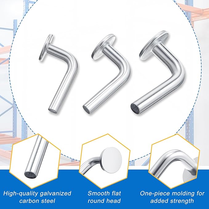 Zonon 100 Pcs M7 x 40mm Universal Pallet Rack Drop Pins, L Shaped Flat Head Safety Bolts, Heavy Duty Carbon Steel Shelf Pins for Warehouse, Storage and Shelving Systems
