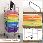 GOFLAME 6-Drawer Rolling Storage Cart, Multifunctional Art Craft Organizer Cart, Mobile Utility Storage Cart with Removable Drawers & Lockable Wheels, Craft Cart for Home Office, Rainbow