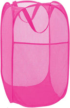 Deluxe Strong Mesh Pop up Laundry Hamper Basket with Side Pocket for Laundry Room, Bathroom, Kids Room, College Dorm or Travel Blush