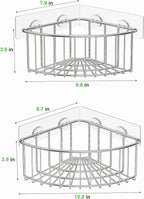 SMARTAKE 2-Pack Corner Shower Caddy Deep Basket Design, SUS304 Stainless Steel, Wall Mounted Bathroom Shelf with Adhesive, Storage Organizer for Toilet, Dorm and Kitchen (Silver)