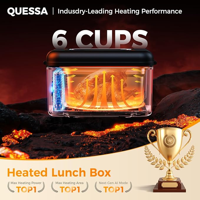 𝟐𝟎𝟐𝟔 𝐔𝐩𝐠𝐫𝐚𝐝𝐞𝐝 Cordless Heated Lunch Box, 6 Cups Rechargeable Electric Lunch Box with Ice Crystal Box & Insulated Bag, 24 Hours Scheduled Self Heating Food Warmer for Men Women