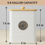 Cookie Jar with Airtight Lid - 1 Gallon - 6"D x 8"H White Iron Cookie Tin with Bamboo Lid - Large Cookie Jars with Lids Airtight - Farmhouse Cookie Jars for Kitchen Counter Decorative - Cookies Jar