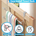 Over The Door Towel Racks for Bathroom, No-Drill Behind Door Organizer, 3-Tier Metal Towel Holder, Glass Shower Room Door Hanger Towel Bar for Hanging, Drying, Renter Friendly Space Saver, Anti-Rust