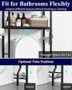 Kitsure Over The Toilet Storage Rack - Freestanding Over The Toilet Storage Cabinet with Paper Holder & Hooks, Bathroom Organizers and Storage, Brown + Black, 3 Tiers (61" H)