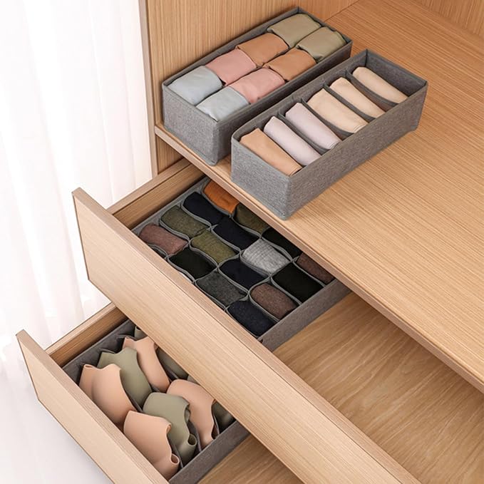 Dresser Drawer Organizer 8 Pack Clothes Underwear Sock Storage Dark Gray Drawer Dividers Grey Foldable Closet Organizer Storage Box Dresser Drawer Organizers